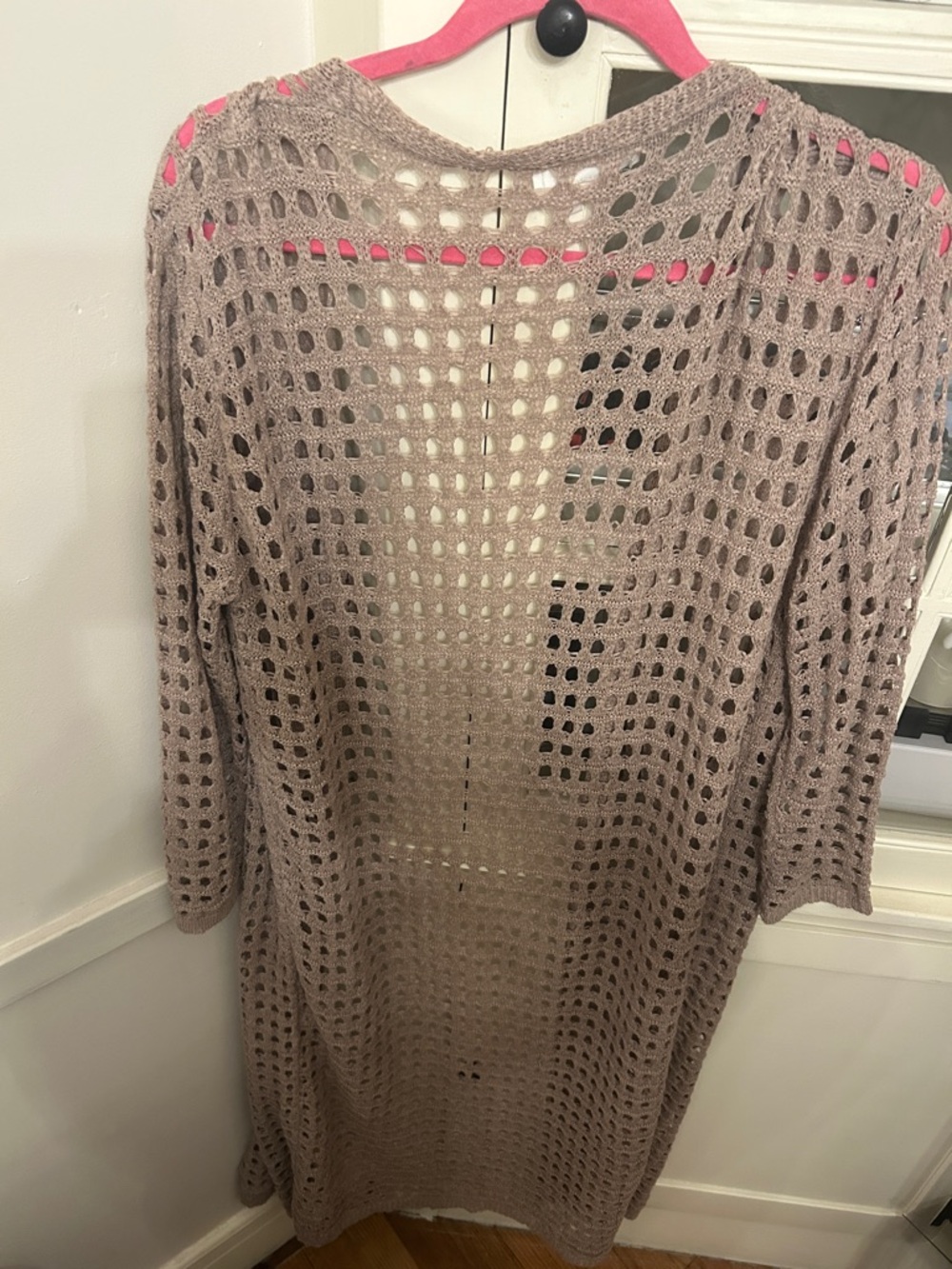 Anthropologie Taupe Open Weave Duster Cardigan - Picture 3 of 3